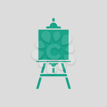 Easel icon. Gray background with green. Vector illustration.