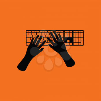 Typing icon. Orange background with black. Vector illustration.