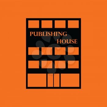 Publishing house icon. Orange background with black. Vector illustration.