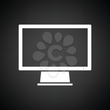 Monitor icon. Black background with white. Vector illustration.