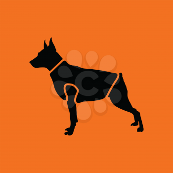 Dog cloth icon. Orange background with black. Vector illustration.