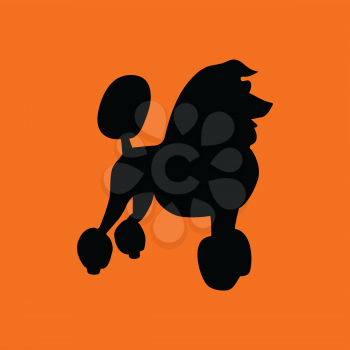 Poodle icon. Orange background with black. Vector illustration.