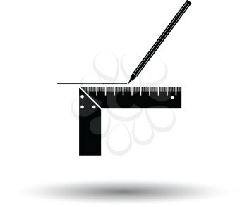 Pencil line with scale icon. White background with shadow design. Vector illustration.