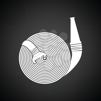 Fire hose icon. Black background with white. Vector illustration.