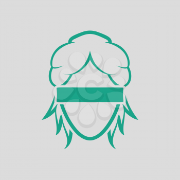Femida head icon. Gray background with green. Vector illustration.