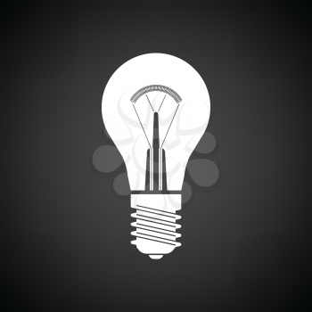 Electric bulb icon. Black background with white. Vector illustration.