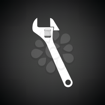 Adjustable wrench  icon. Black background with white. Vector illustration.