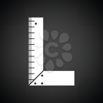 Setsquare icon. Black background with white. Vector illustration.
