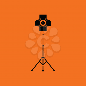Icon of curtain light. Orange background with black. Vector illustration.