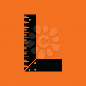 Setsquare icon. Orange background with black. Vector illustration.