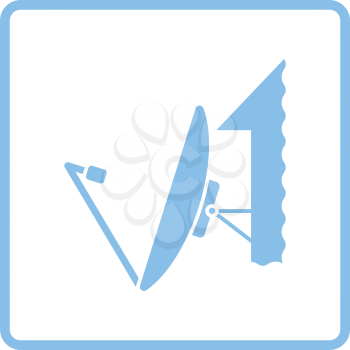 Satellite antenna icon. Blue frame design. Vector illustration.