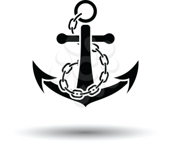 Sea anchor with chain icon. White background with shadow design. Vector illustration.