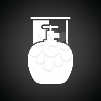 Camping gas container icon. Black background with white. Vector illustration.