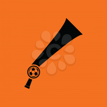 Football fans wind horn toy icon. Orange background with black. Vector illustration.