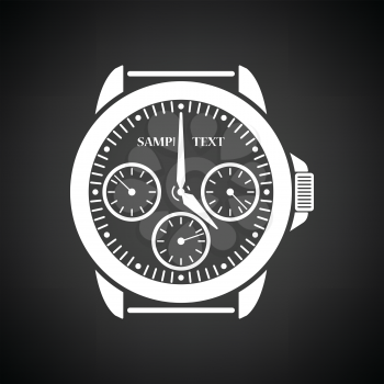 Watches icon. Black background with white. Vector illustration.