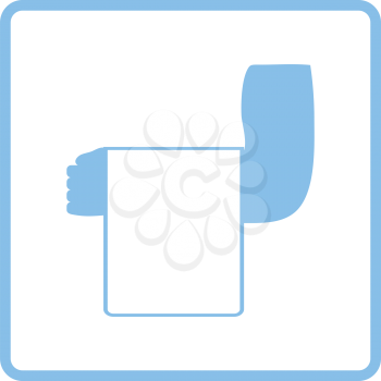 Waiter hand with towel icon. Blue frame design. Vector illustration.