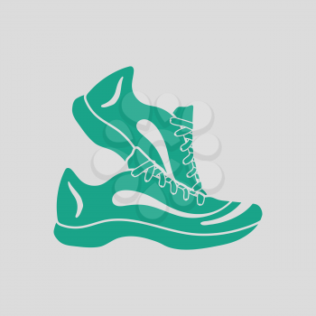 Fitness sneakers icon. Gray background with green. Vector illustration.