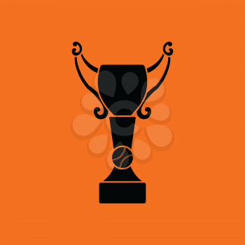 Baseball cup icon. Orange background with black. Vector illustration.