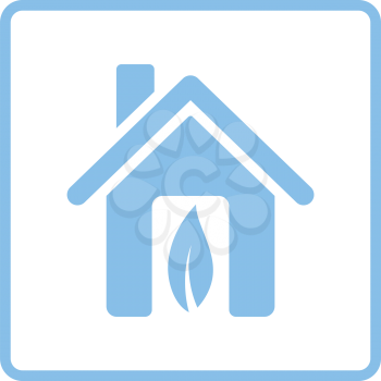 Ecological home leaf icon. Blue frame design. Vector illustration.