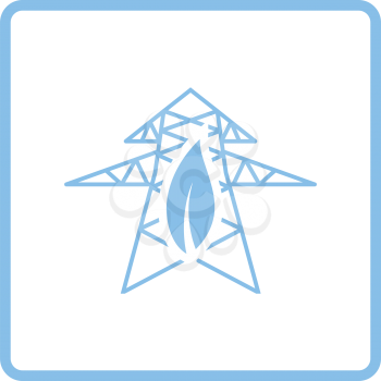 Electric tower leaf icon. Blue frame design. Vector illustration.