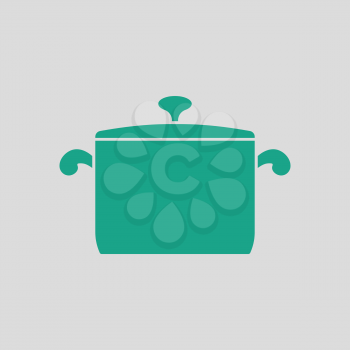 Kitchen pan icon. Gray background with green. Vector illustration.