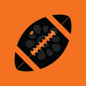 American football ball icon. Orange background with black. Vector illustration.