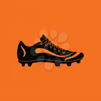 American football boot icon. Orange background with black. Vector illustration.