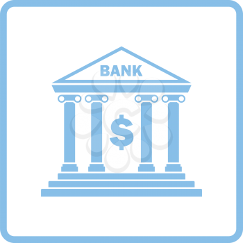 Bank icon. Blue frame design. Vector illustration.