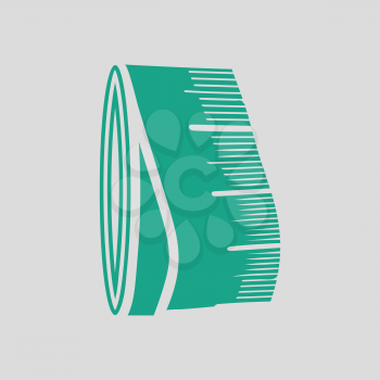 Tailor measure tape icon. Gray background with green. Vector illustration.