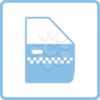 Taxi side door icon. Blue frame design. Vector illustration.