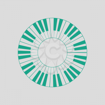 Piano circle keyboard icon. Gray background with green. Vector illustration.