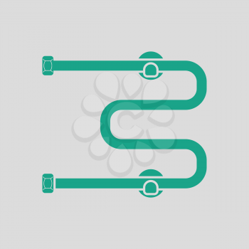 Towel dryer icon. Gray background with green. Vector illustration.