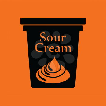 Sour cream icon. Orange background with black. Vector illustration.