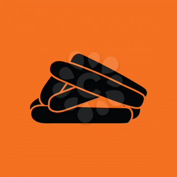 Sausages icon. Orange background with black. Vector illustration.