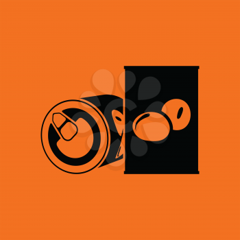 Olive can icon. Orange background with black. Vector illustration.