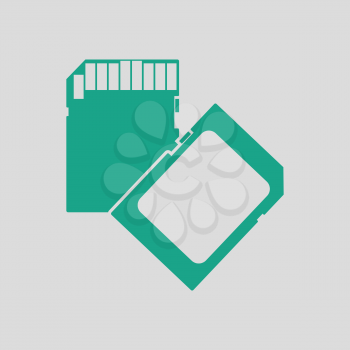 Memory card icon. Gray background with green. Vector illustration.