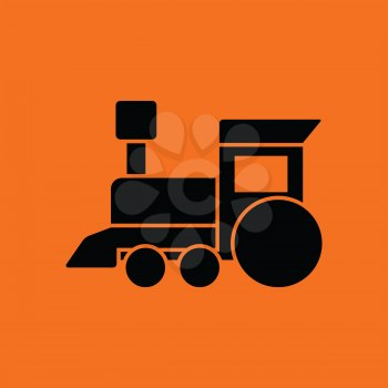 Train toy ico. Orange background with black. Vector illustration.