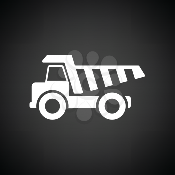 Icon of tipper. Black background with white. Vector illustration.