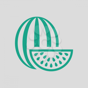 Watermelon icon. Gray background with green. Vector illustration.