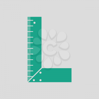 Setsquare icon. Gray background with green. Vector illustration.