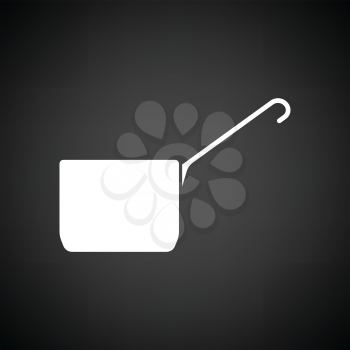 Kitchen pan icon. Black background with white. Vector illustration.