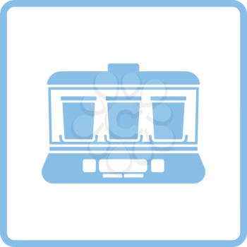 Yogurt maker machine icon. Blue frame design. Vector illustration.