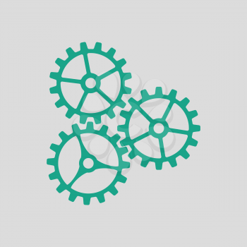 Gear icon. Gray background with green. Vector illustration.