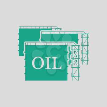 Oil tank storage icon. Gray background with green. Vector illustration.