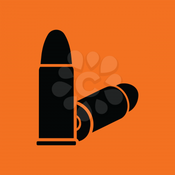 Pistol bullets icon. Orange background with black. Vector illustration.