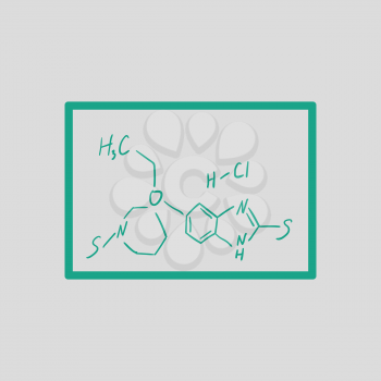 Icon of chemistry formula on classroom blackboard. Gray background with green. Vector illustration.