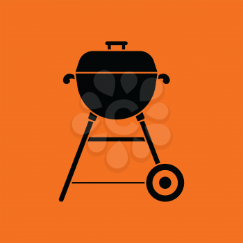 Barbecue  icon. Orange background with black. Vector illustration.