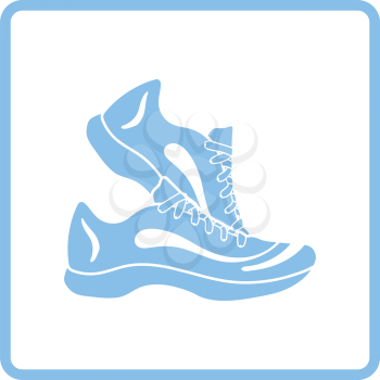 Fitness sneakers icon. Blue frame design. Vector illustration.
