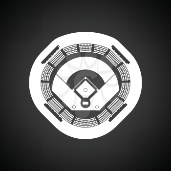 Baseball stadium icon. Black background with white. Vector illustration.