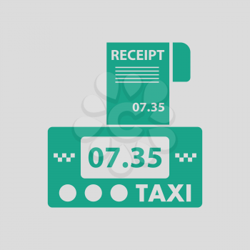 Taxi meter with receipt icon. Gray background with green. Vector illustration.